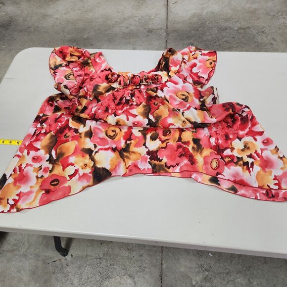 Sere Nade Floral Career Feminine Asymmetrical Blouse Size 2X Rosette Flowy - Picture 10 of 14